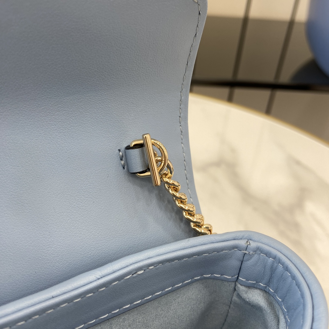 Bagsaaa Gvc*1 GG Marmont S*per Mini Bag 476433 Blue - 16.5x10x4.5cm