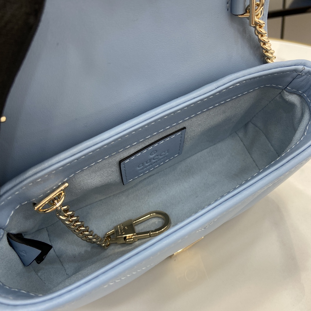 Bagsaaa Gvc*1 GG Marmont S*per Mini Bag 476433 Blue - 16.5x10x4.5cm