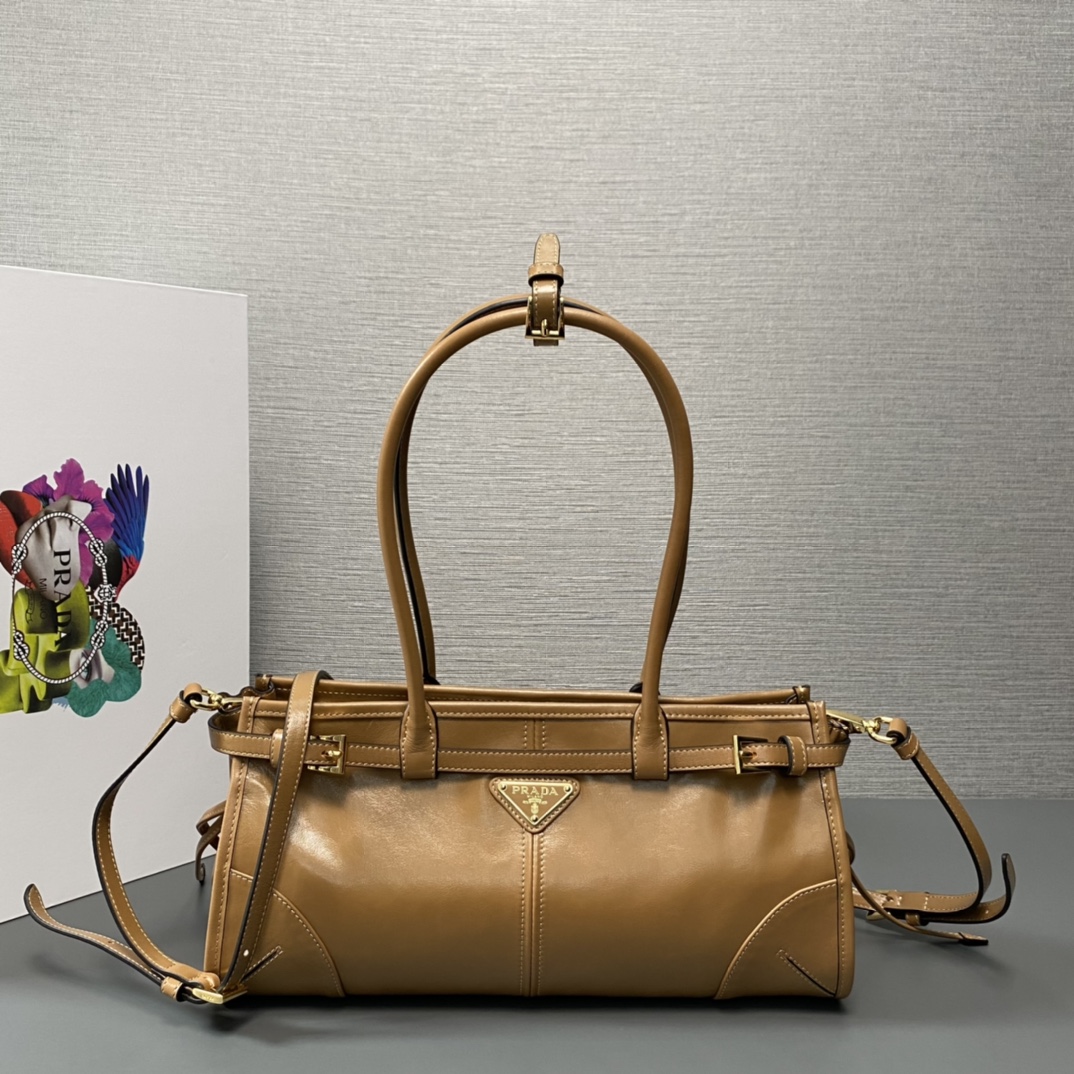 Bagsaaa Pra*a Medium leather handbag light brown - 32x15.5x2cm