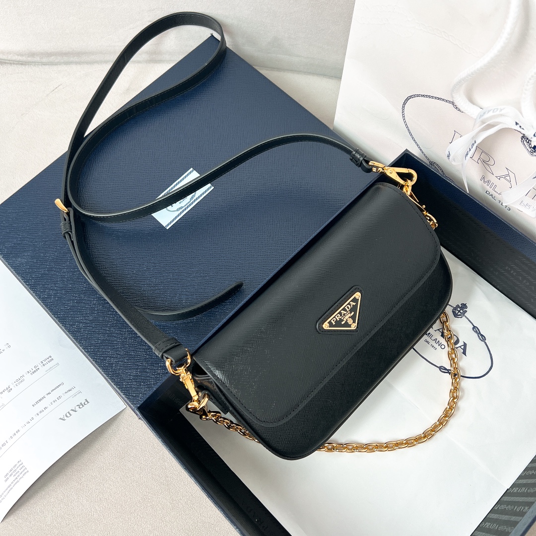 Bagsaaa Pra*a Saffiano leather mini-bag black - 20.5*10.5*4 cm