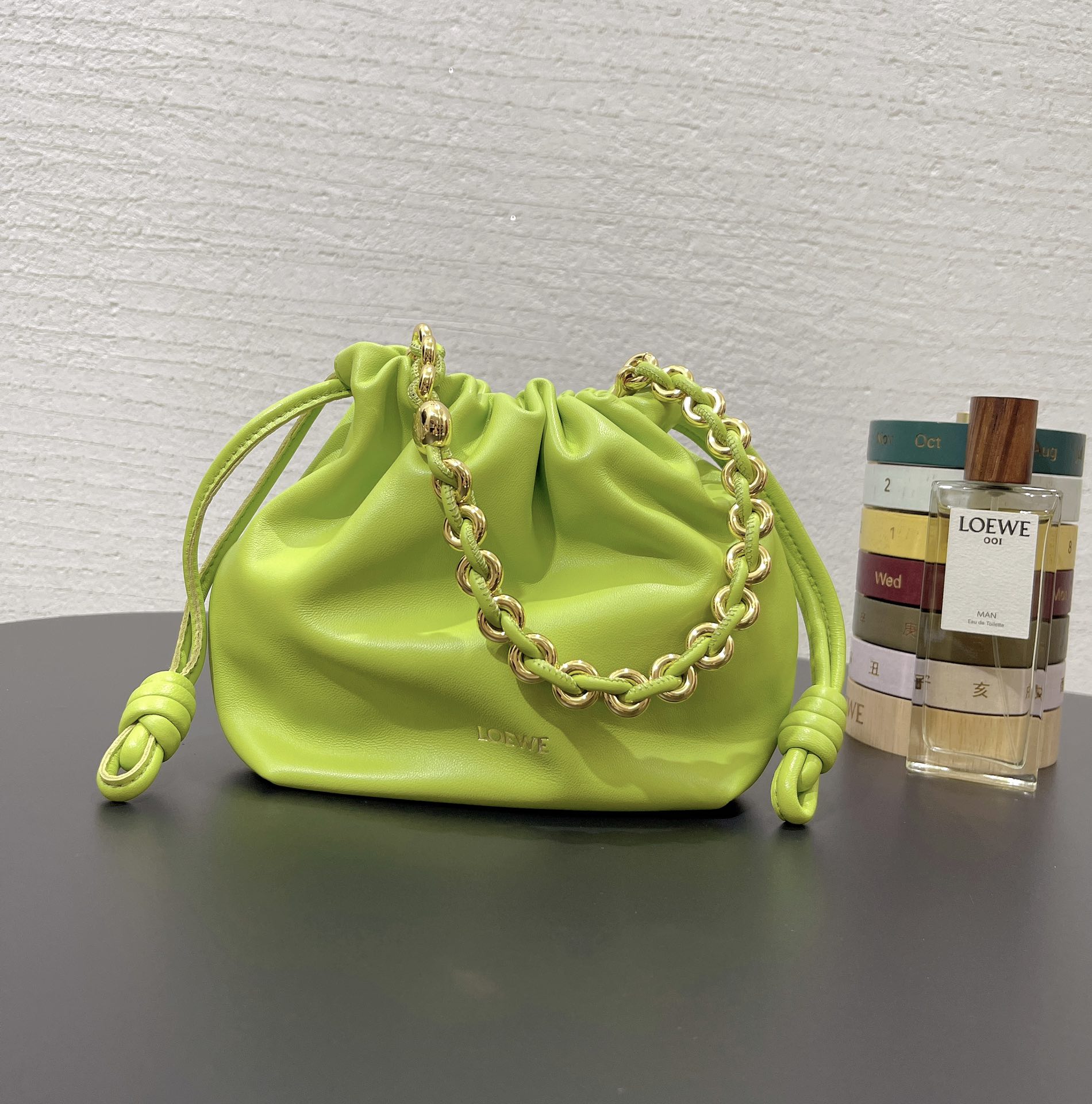 Bagsaaa L0ew* Mini Flamenco Purse bag in mellow nappa lambskin Anise Green - 23X17X5.5 cm