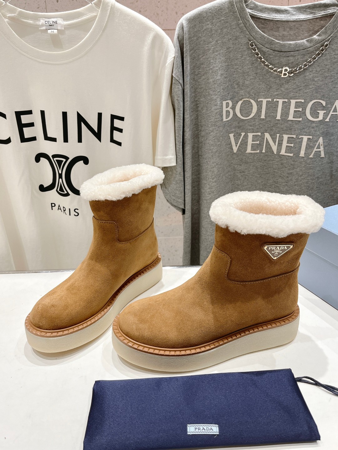 Bagsaaa Pra*a Suede Booties Brown