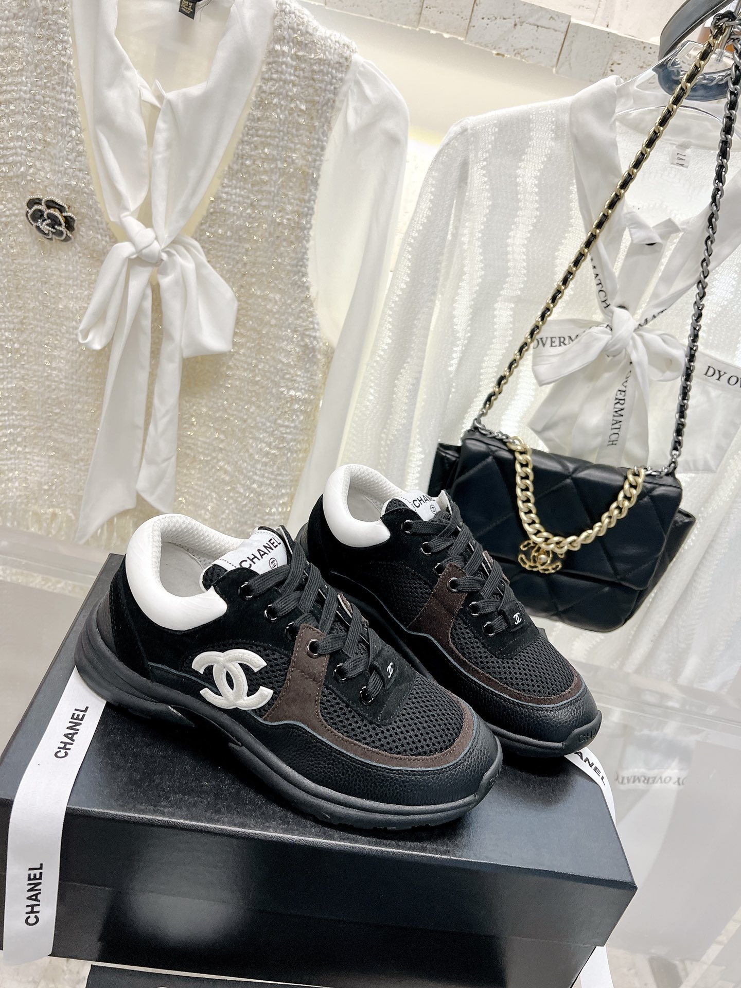 Bagsaaa Ch**el Sneakers Black&White Mesh&Calfskin G38299