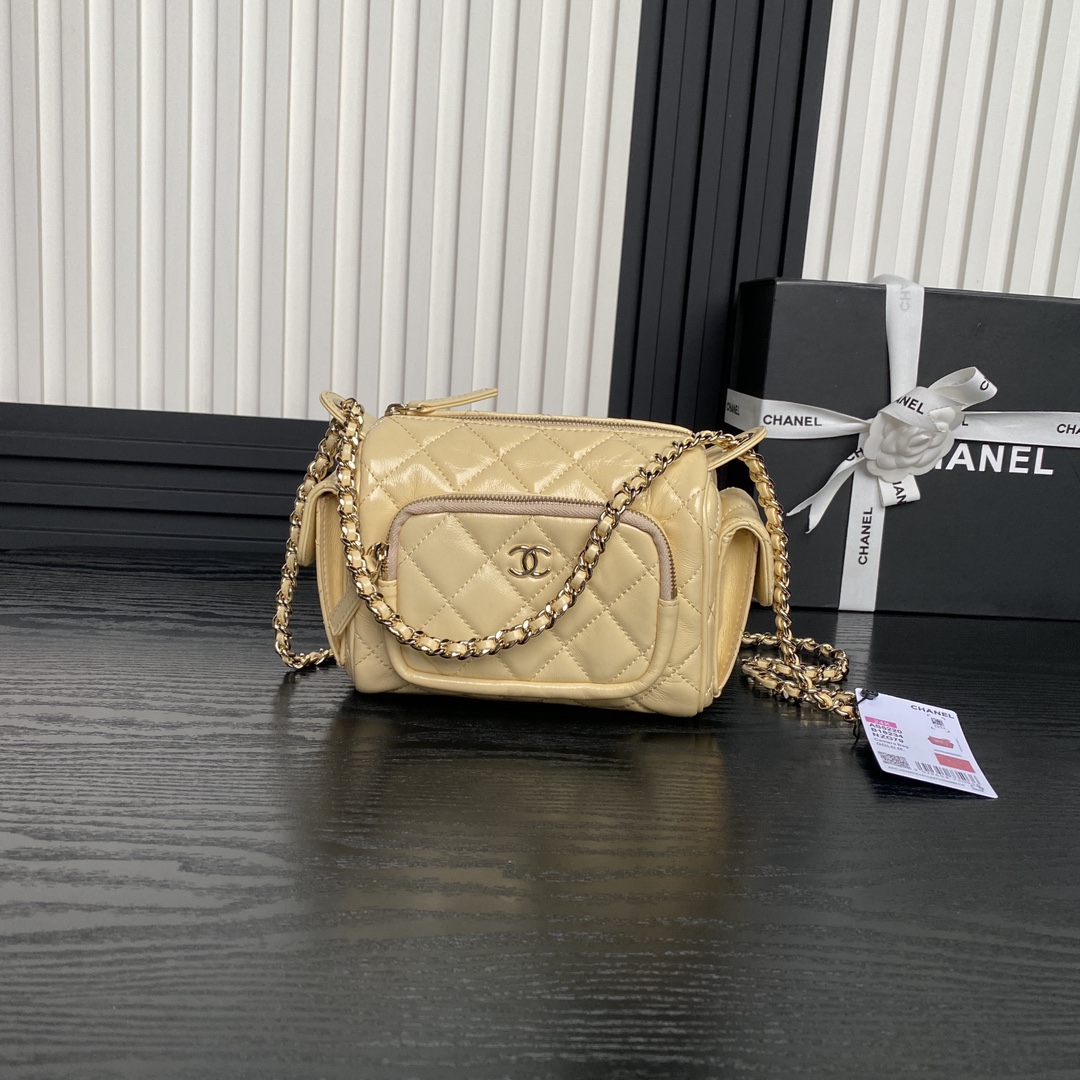 Bagsaaa Ch**el Small Camera Case AS5220 Beige - 13 x 23 x 15cm