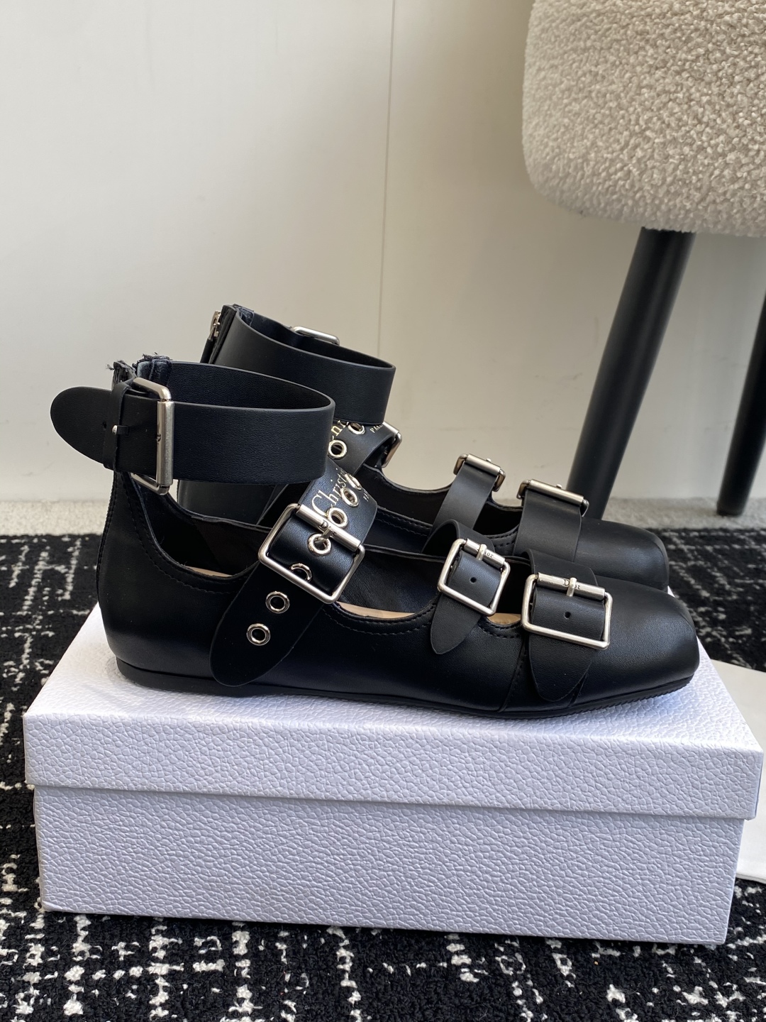 Bagsaaa D10r Punk Ballet Flat Black S*pple Calfskin