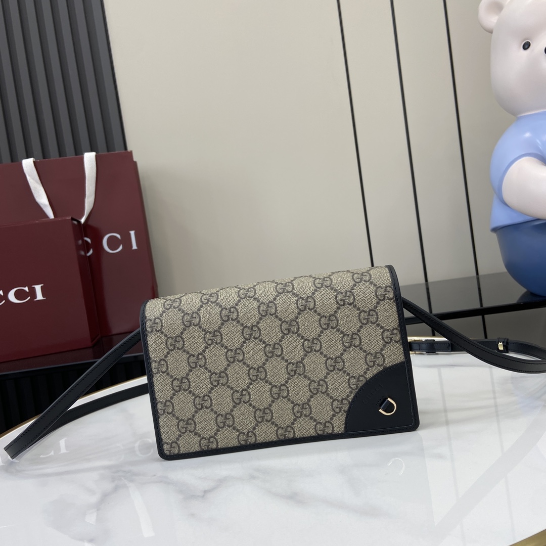 Bagsaaa Gvc*1 GG Emblem S*per mini shoulder bag 820688 black & beige - 20cm