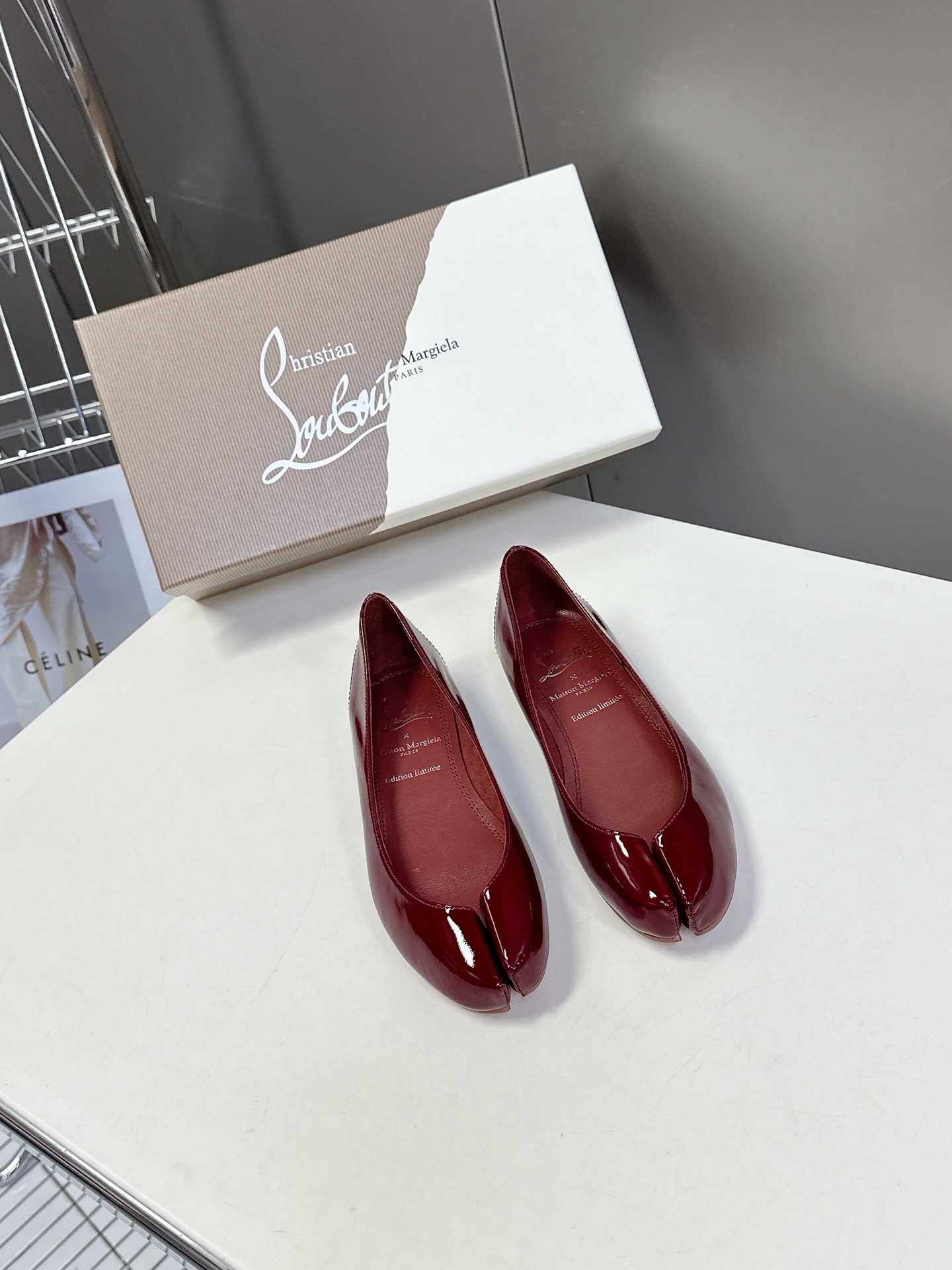 Bagsaaa CL Marlougiela Ballerinas Dark Red Patent calf leather