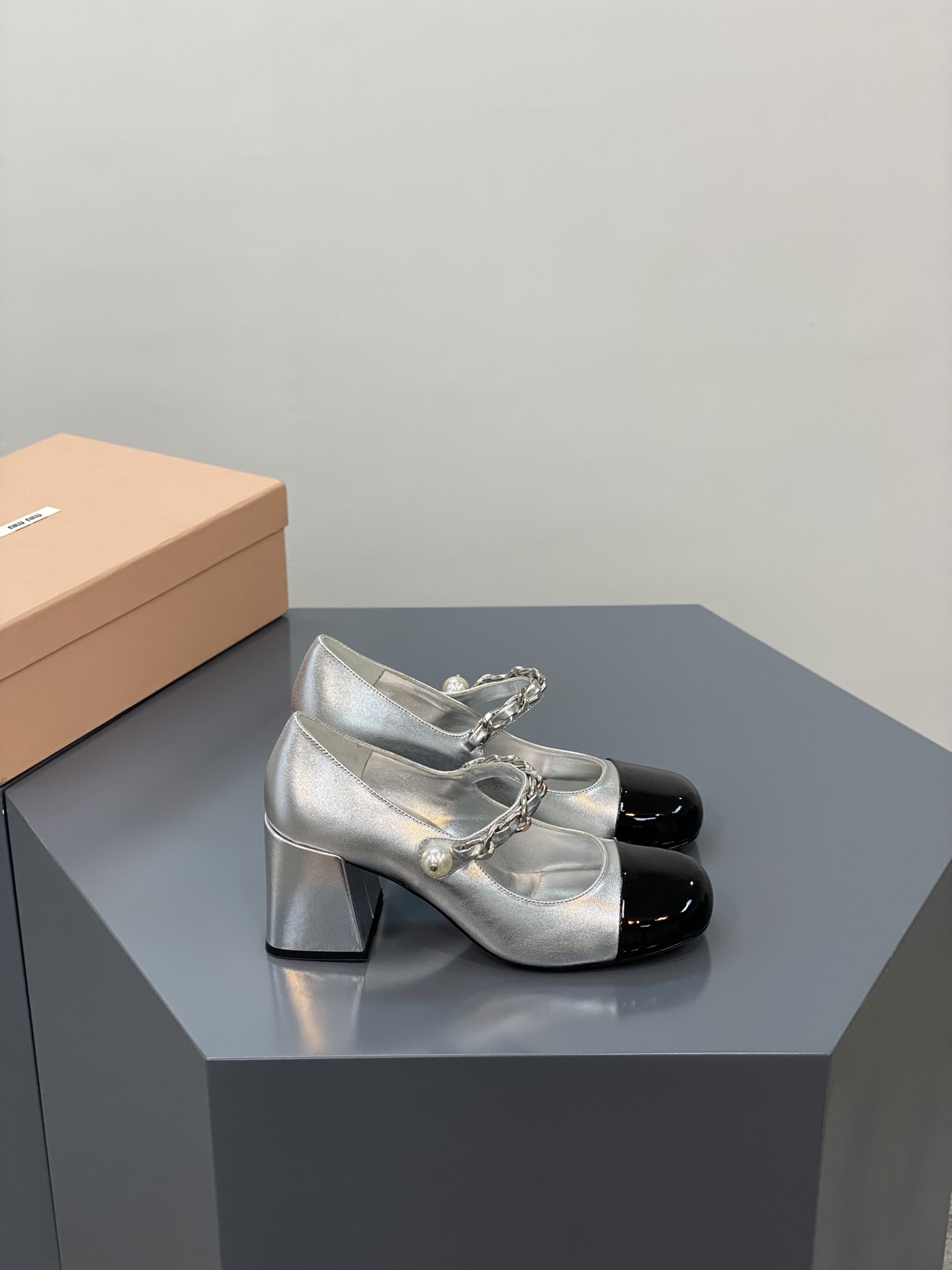 Bagsaaa Miu Miu Patent leather pumps 5I248D silver - 6.5cm