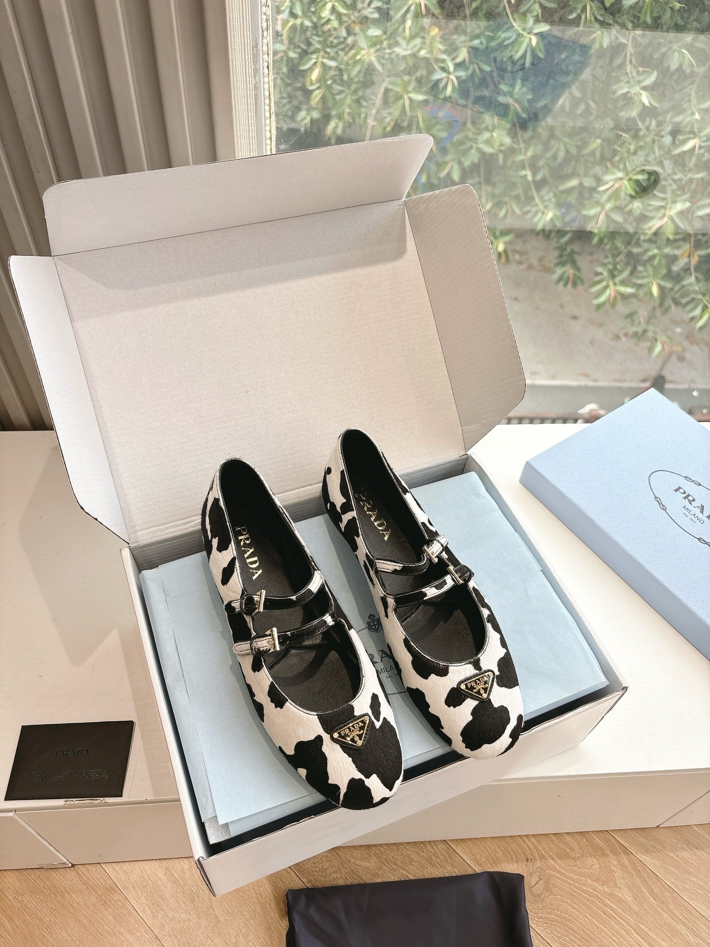 Bagsaaa Pra*a Printed leather ballerinas