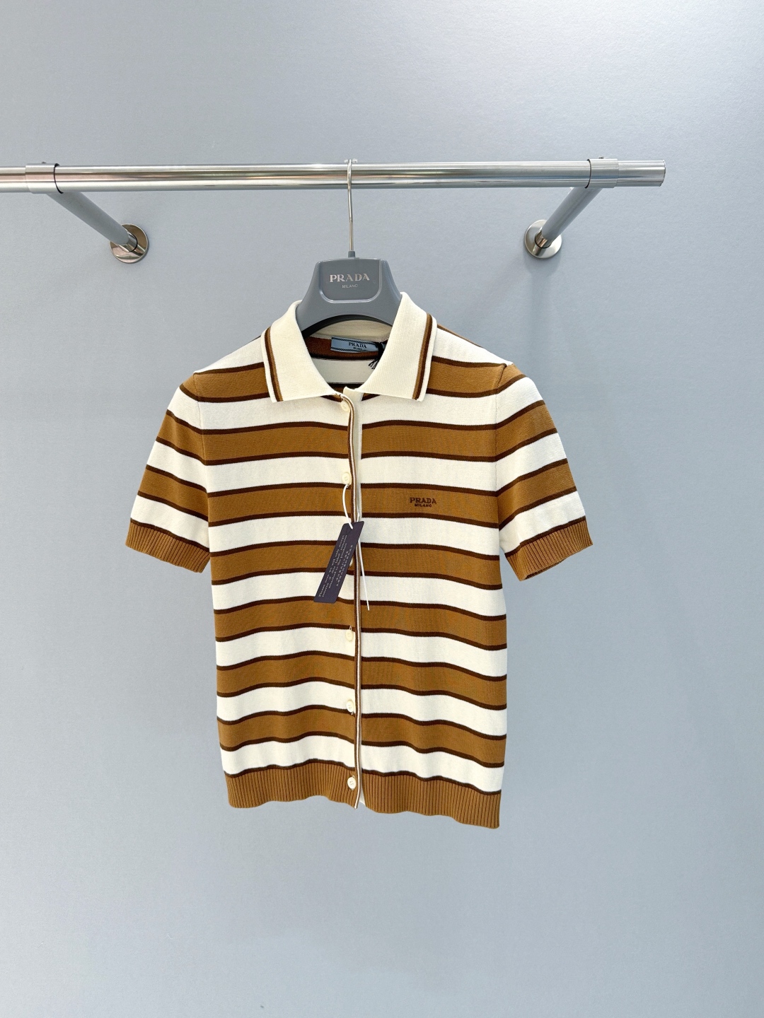 Bagsaaa Pra*a knitted polo top