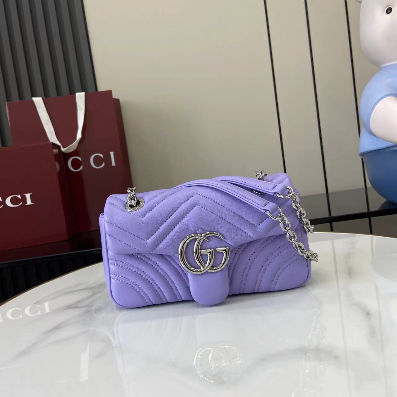 Bagsaaa Gvc*1 GG Marmont small shoulder bag 837280 purple - 22cm