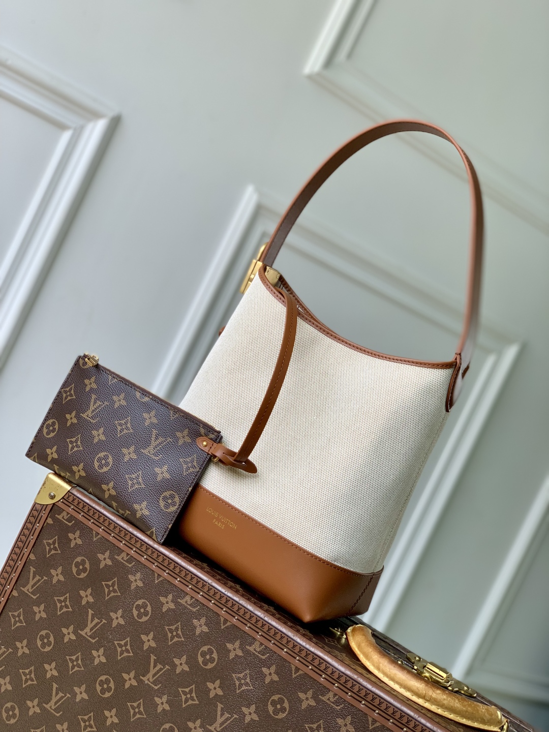 Bagsaaa LV M25468 Low Key Hobo PM Ecru/Cognac - 28cm 