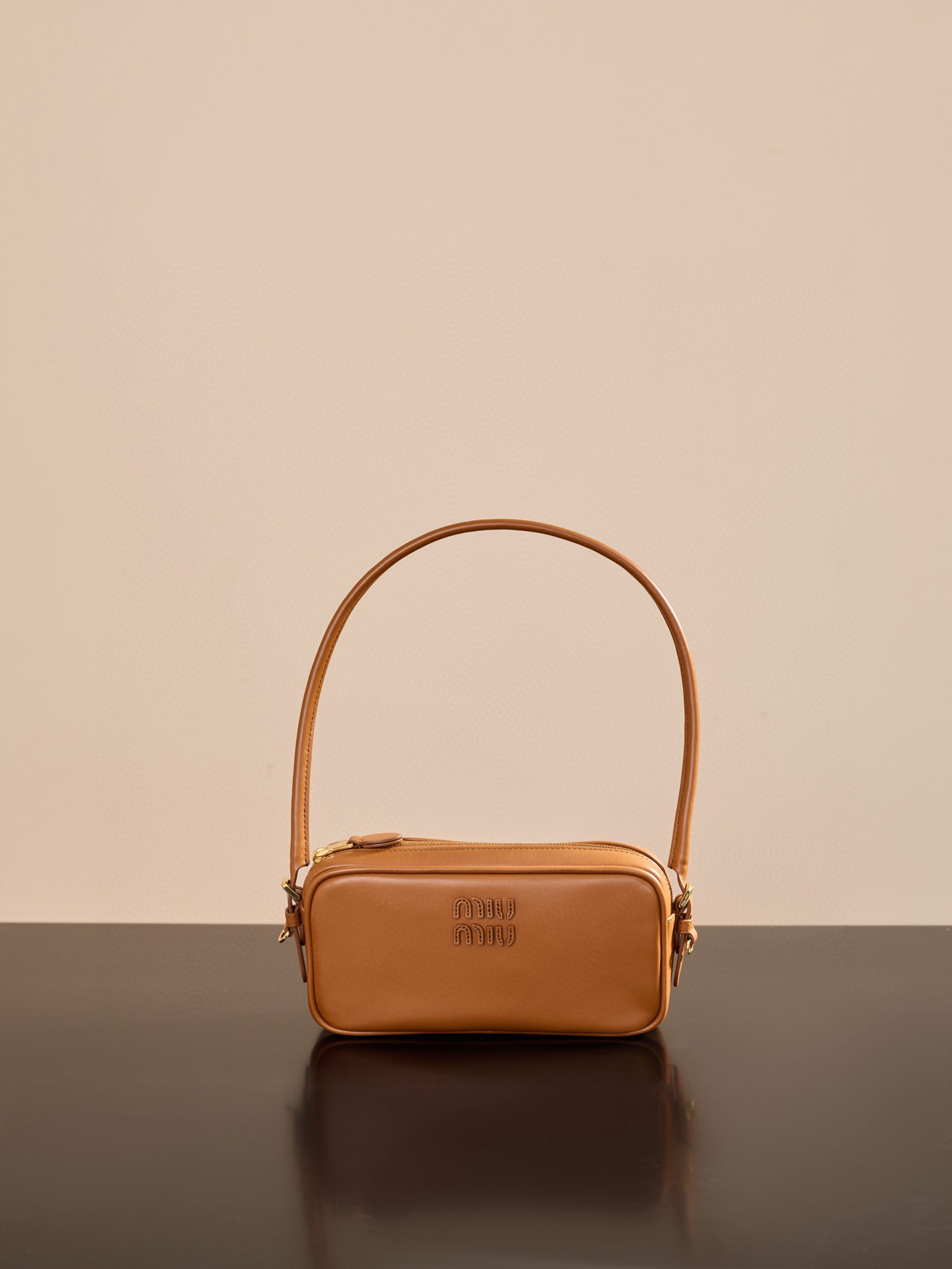 Bagsaaa Miu Miu Leather pouch 5NE024 Brown - 20cm