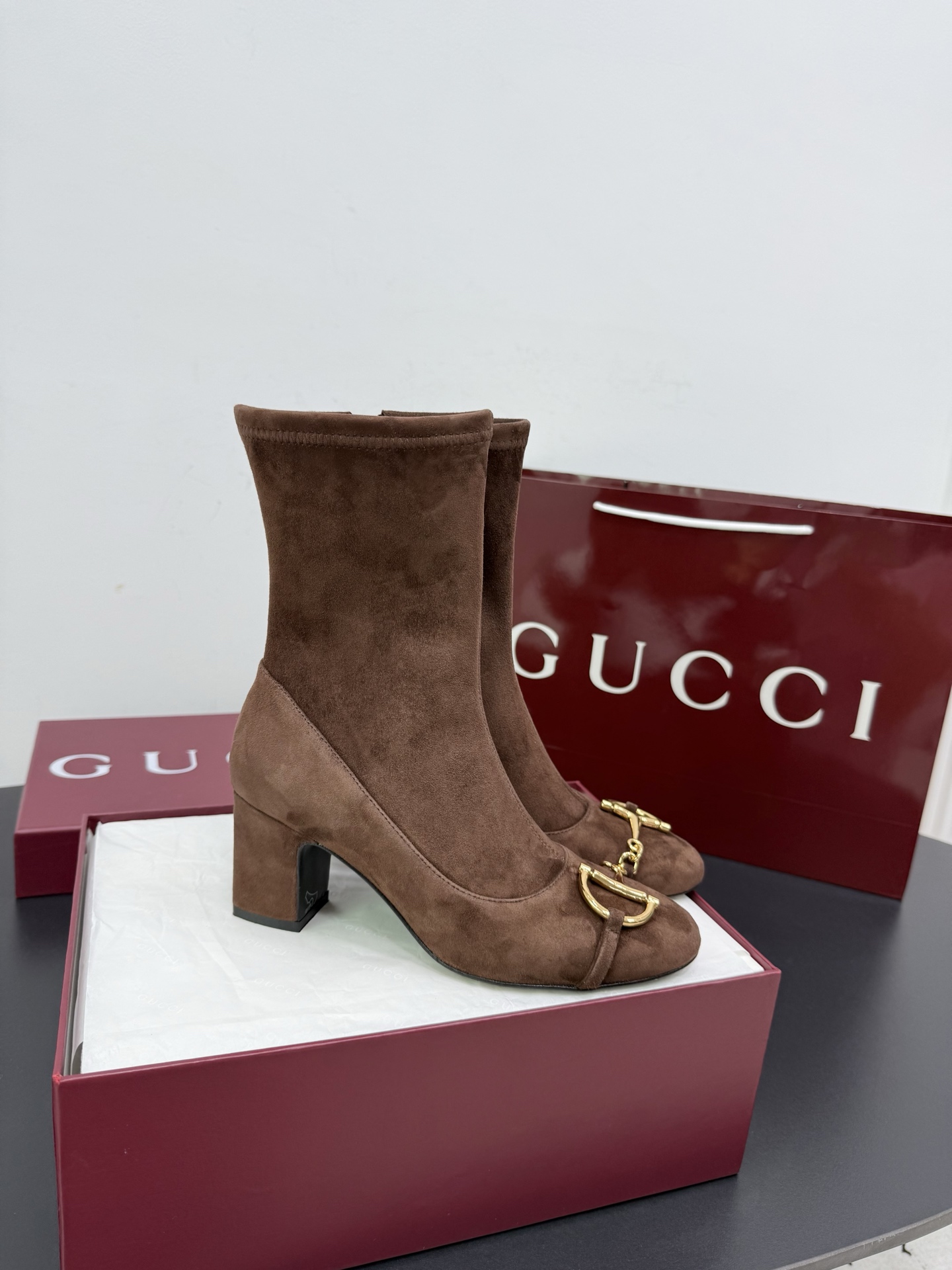 Bagsaaa Gvc*1 Women's ankle boot with half Horsebit 849549 brown suede