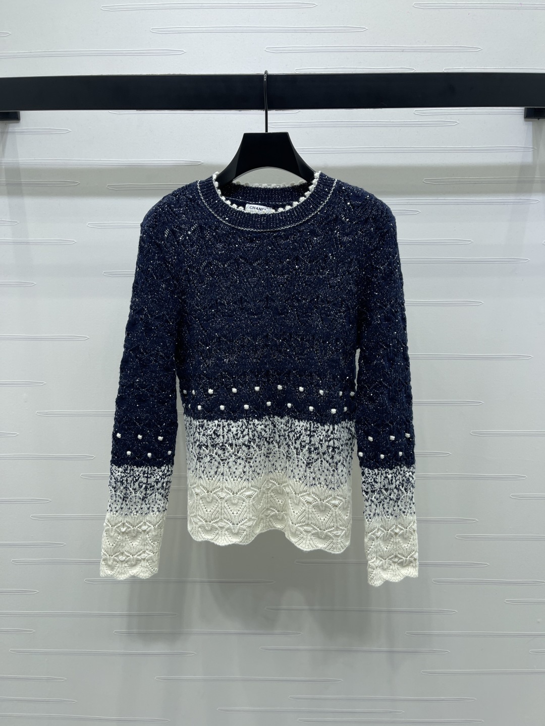 Bagsaaa Ch**el navy blue and white sweater