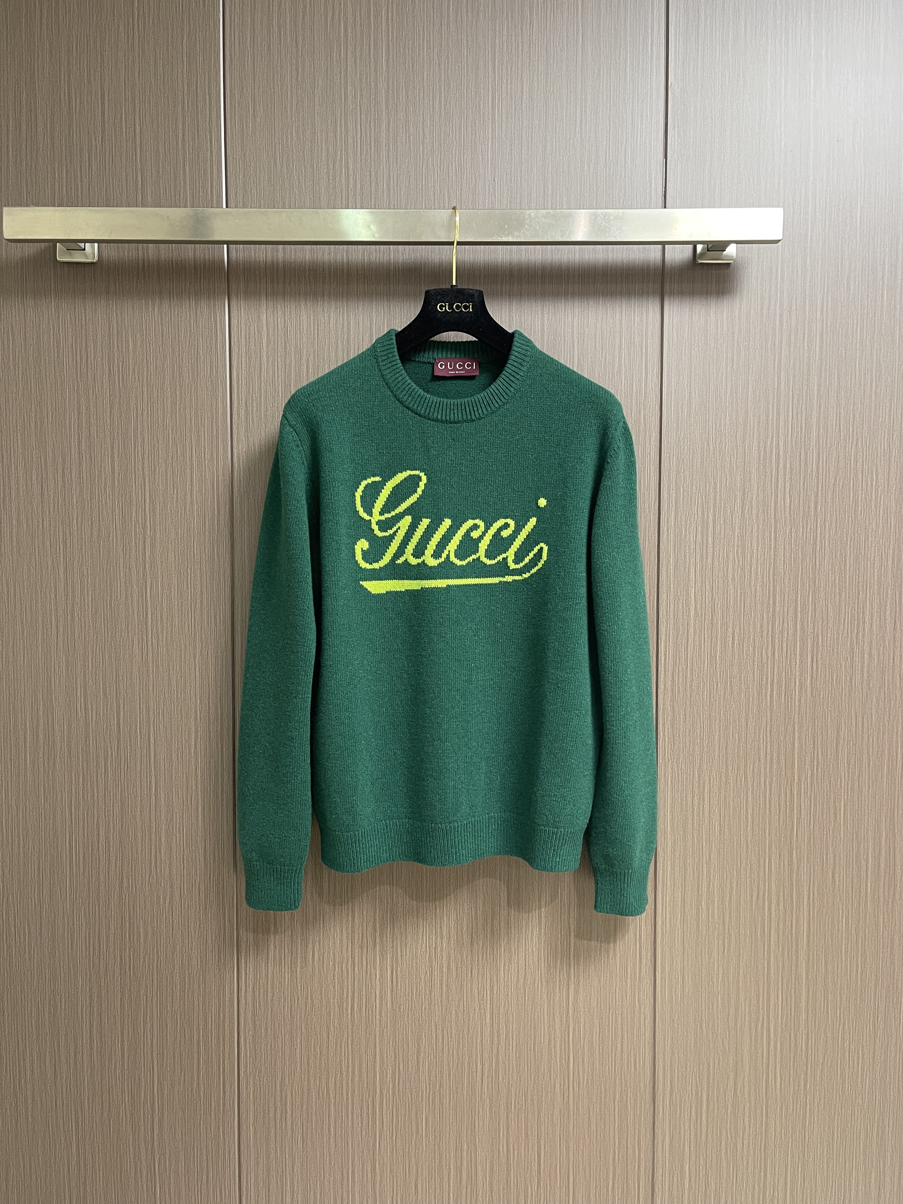 Bagsaaa Gvc*1 knit wool sweater with intarsia in dark green