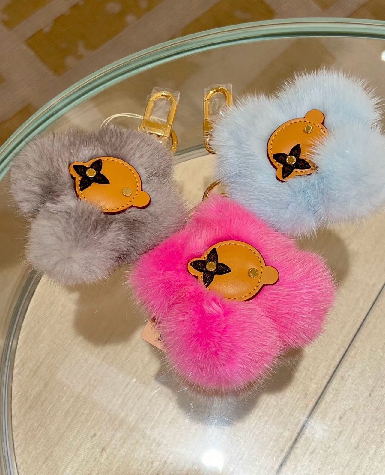 Bagsaaa L0vis Vvtt0n Vivienne Fur Key Holders set 3